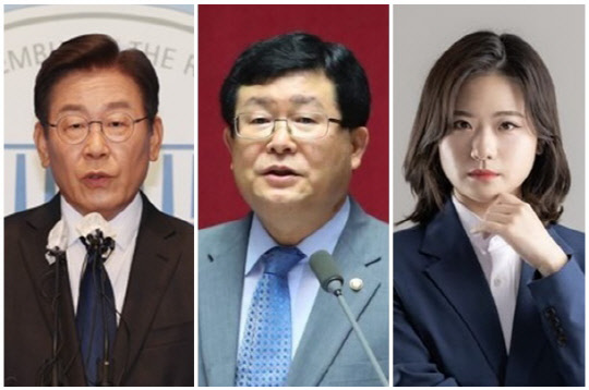 (왼쪽부터) 이재명 더불어민주당 의원, 설훈 민주당 의원, 박지현 전 민주당 공동비상대책위원장. <박지현 SNS, 연합뉴스>